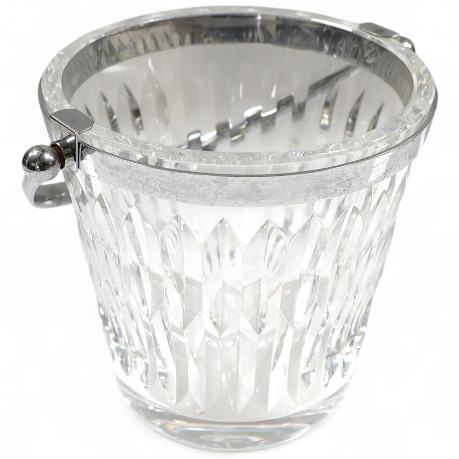 A Baccarat crystal ice bucket with chrome handle, 15cm high